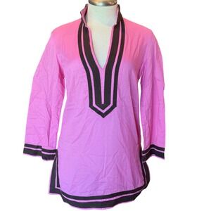 Tory Burch Pink Cotton‎ Tunic Top Size 8 Preppy Boho Resort Wear Vacation